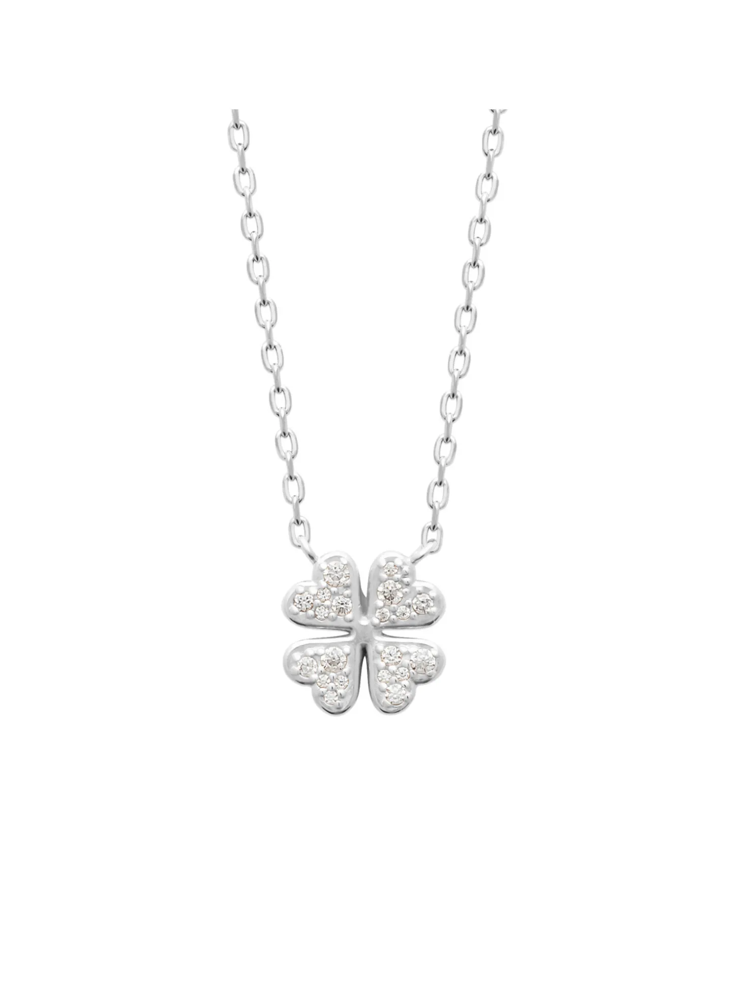 Collier Brillaxis argent rhodié trèfle empierré_x005f_x000D_45 cm