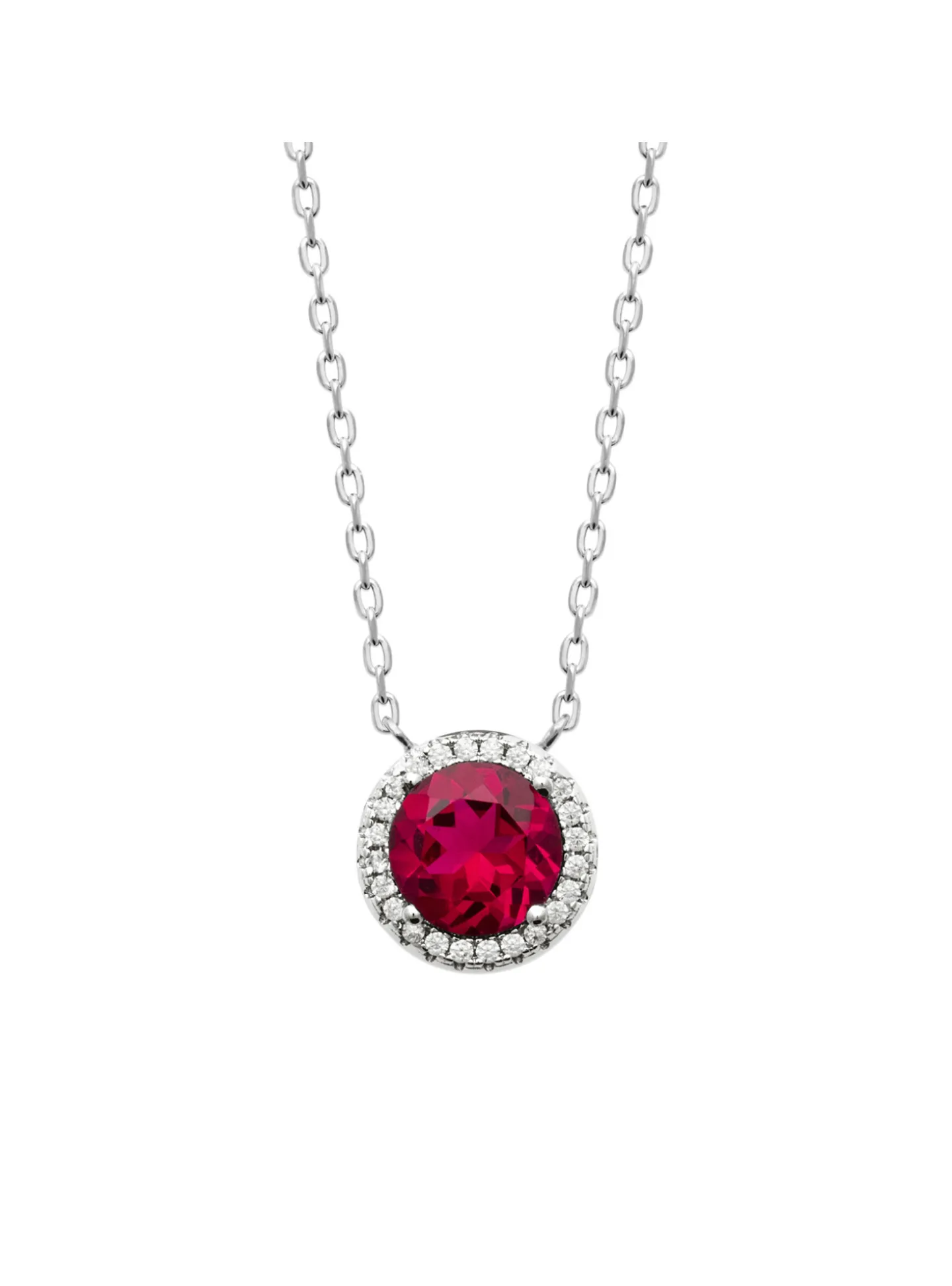 Collier Brillaxis argent rhodié pendentif rouge