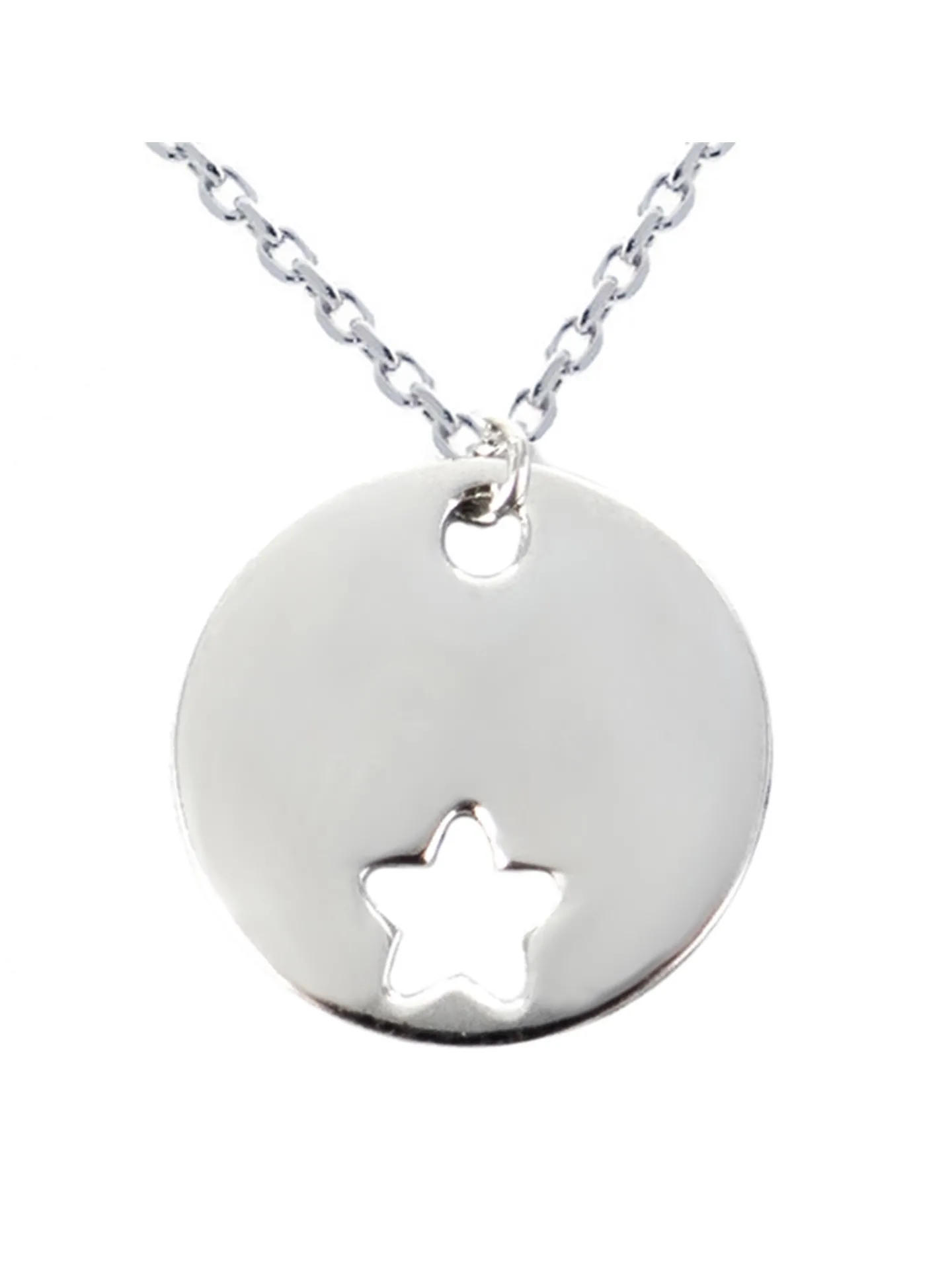 Collier Brillaxis argent médaille à personnaliser_x005f_x000D_ronde avec étoile