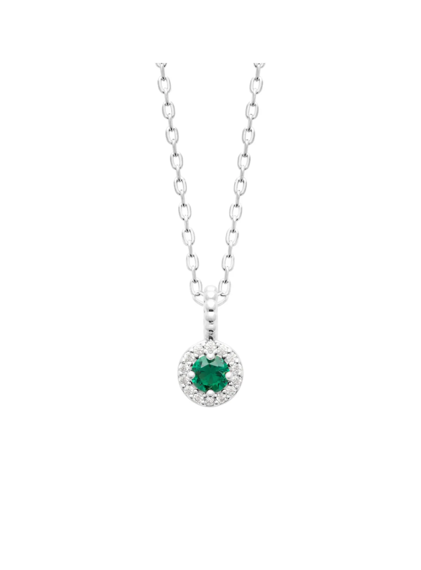 Collier Brillaxis argent rodhie et oz vert_x005f_x000D_45 cm
