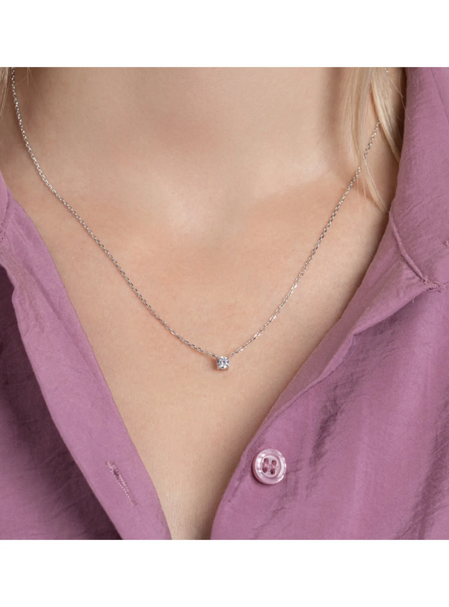 Collier Brillaxis argent solitaire oxyde 4 griffes