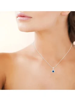 Collier Brillaxis argent rhodié pendentif oz bleu