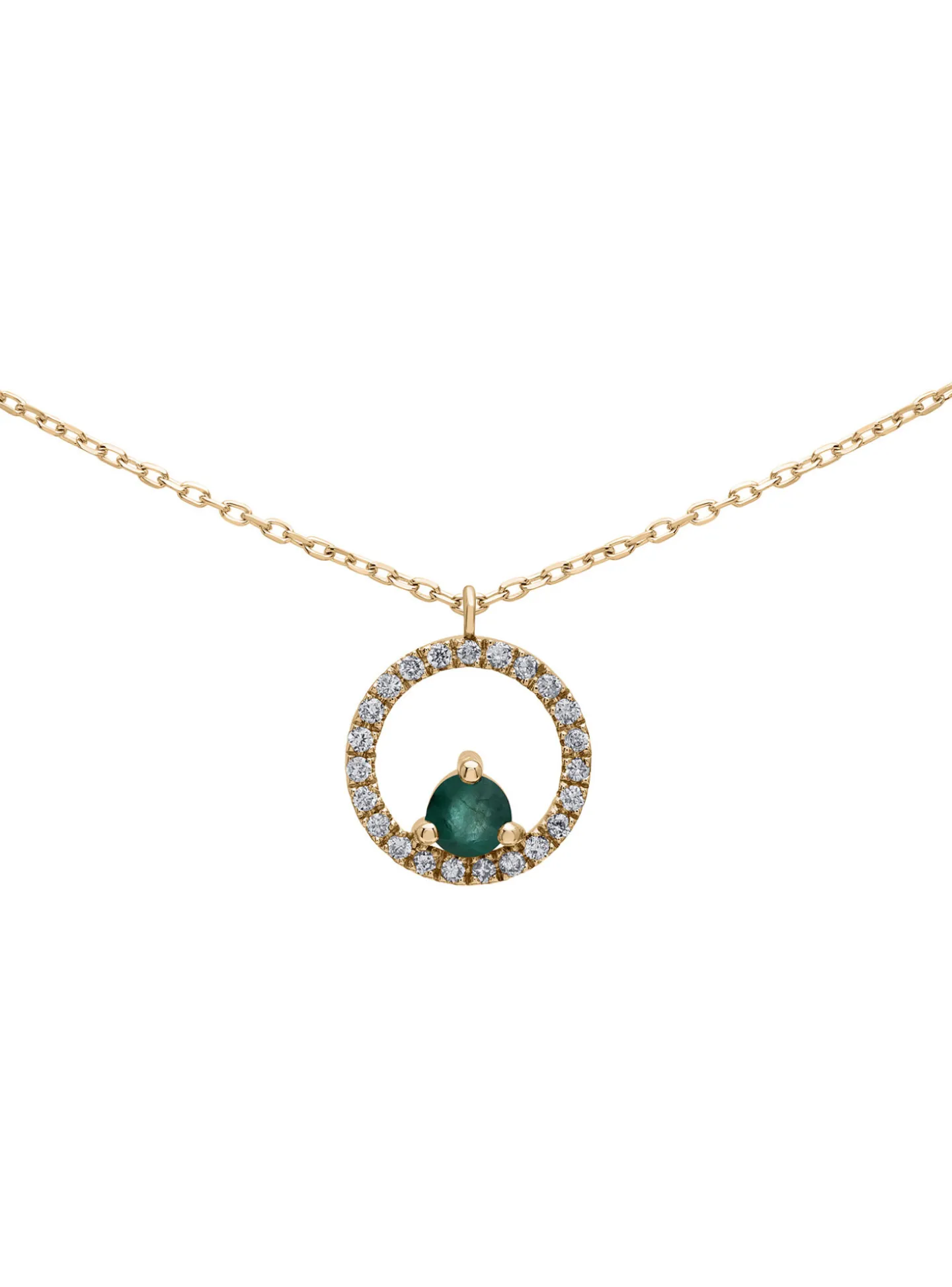Collier Brillaxis cercle or diamants émeraude