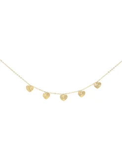 Collier Brillaxis cinq coeurs striés or jaune 9K