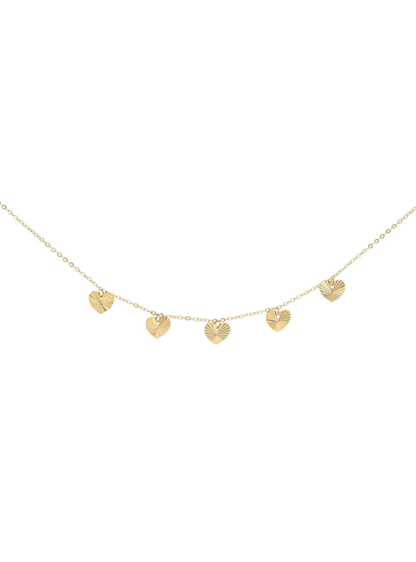 Collier Brillaxis cinq coeurs striés or jaune 9K