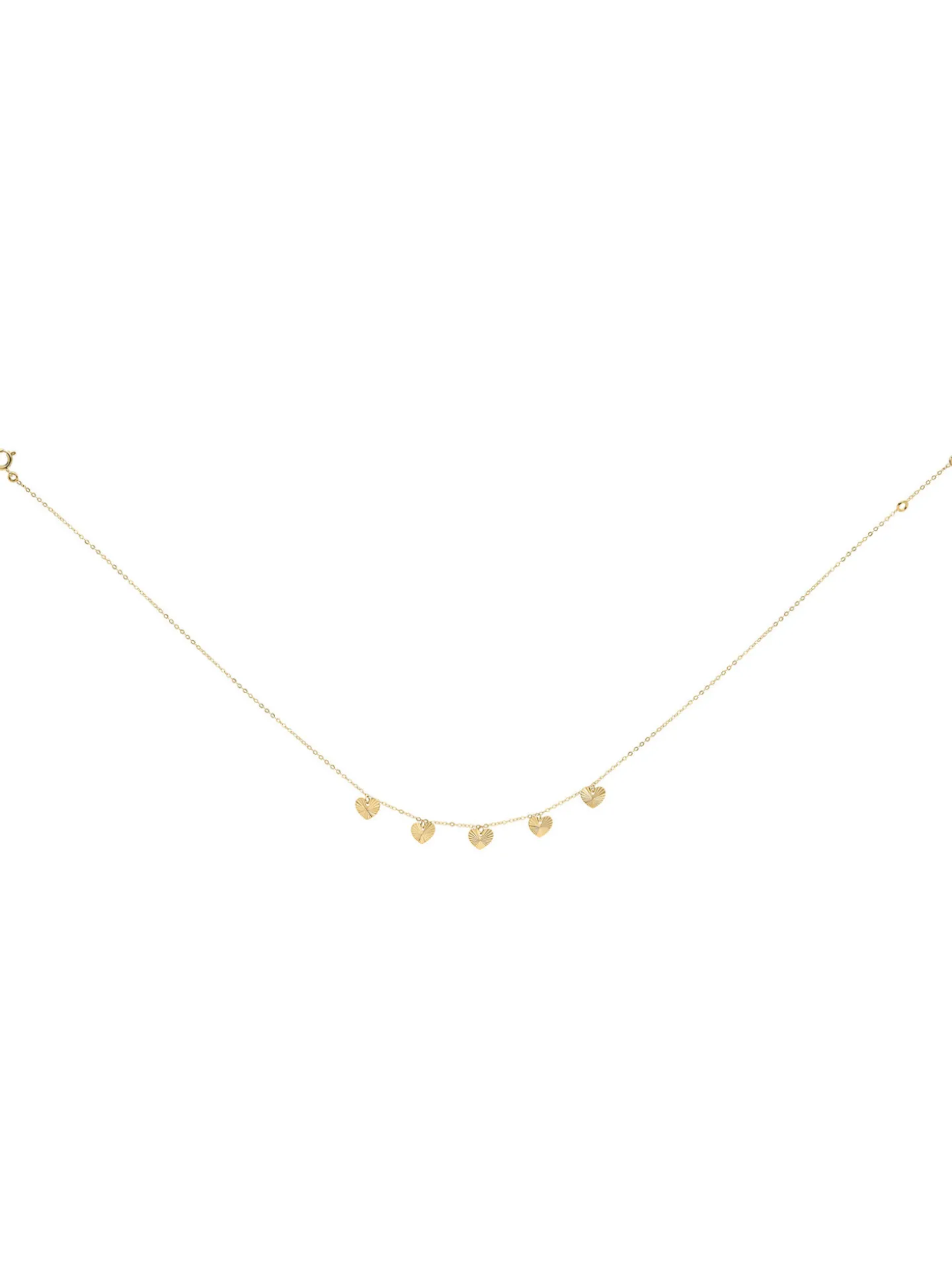 Collier Brillaxis cinq coeurs striés or jaune 9K
