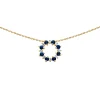 Collier Brillaxis couronne de fleurs_x005f_x000D_saphirs, oxydes de zirconium et or jaune 9k