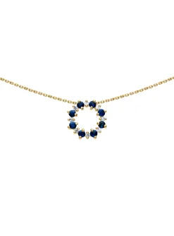 Collier Brillaxis couronne de fleurs_x005f_x000D_saphirs, oxydes de zirconium et or jaune 9k