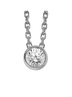 Collier Brillaxis diamant serti clos 0.08ct or gris