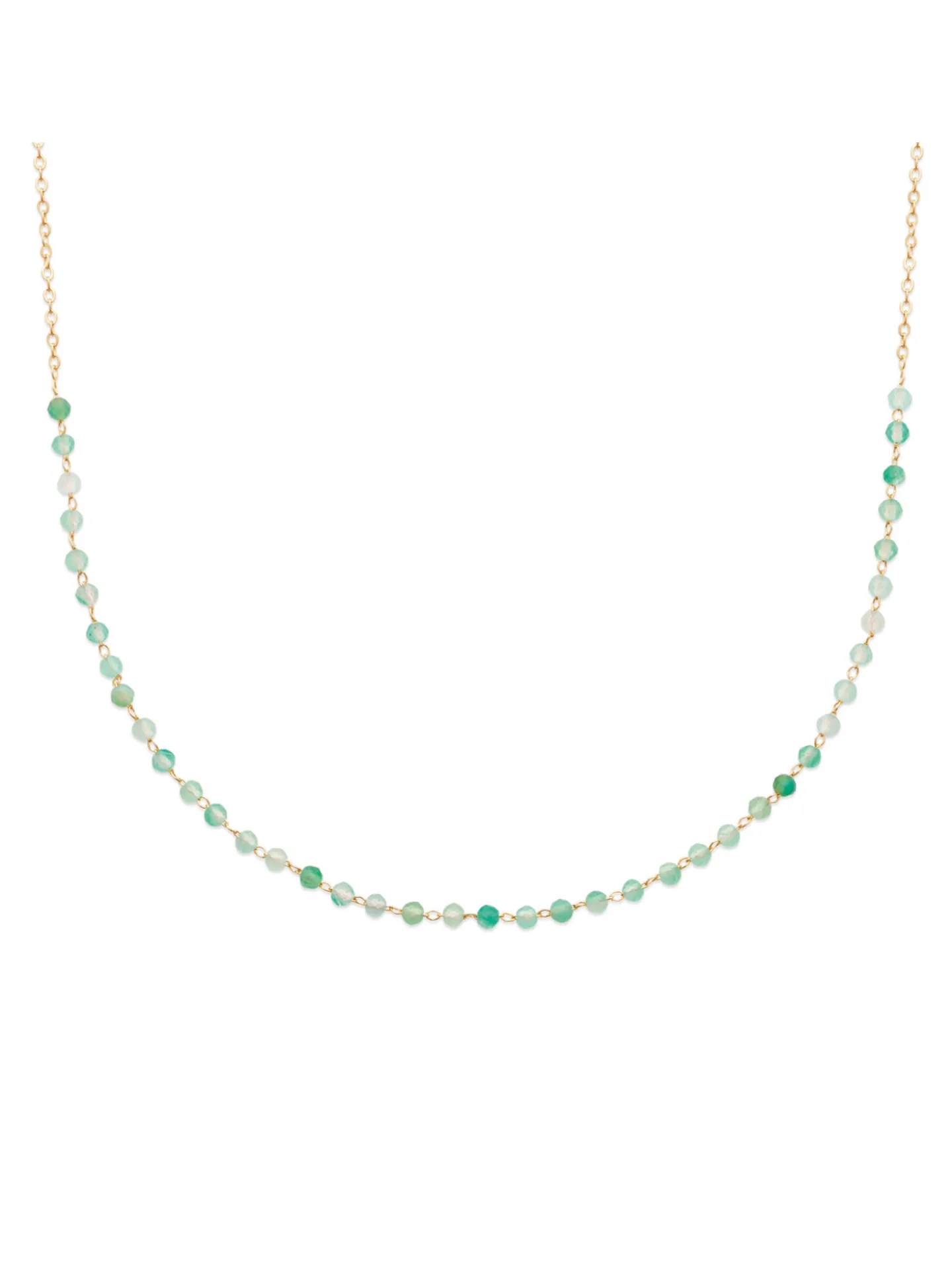 Collier Brillaxis doré perles calcédoine verte