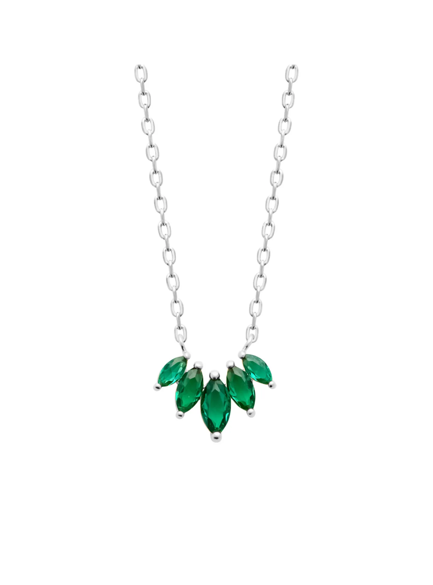 Collier Brillaxis en argent rhodié et Oxydes verts