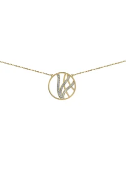 Collier Brillaxis or 9 carats cercle motif pailleté
