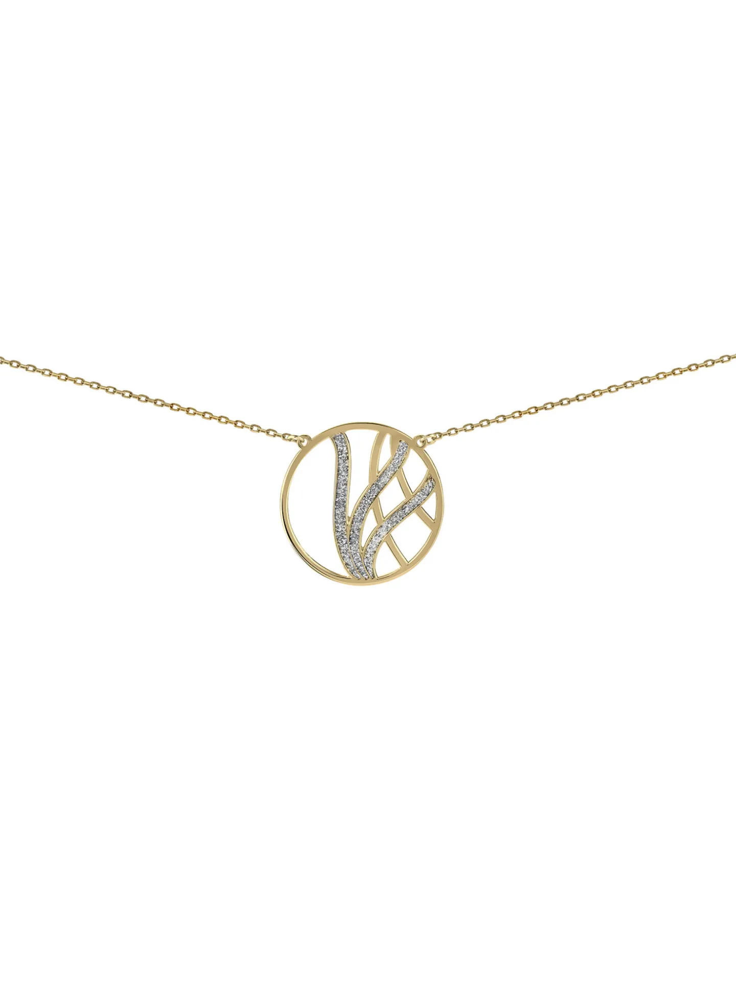 Collier Brillaxis or 9 carats cercle motif pailleté