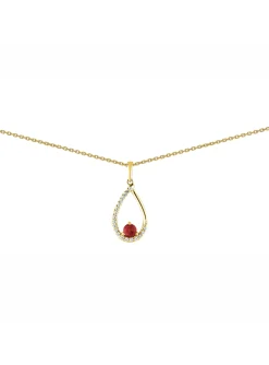 Collier Brillaxis or 18 carats goutte rubis diamants