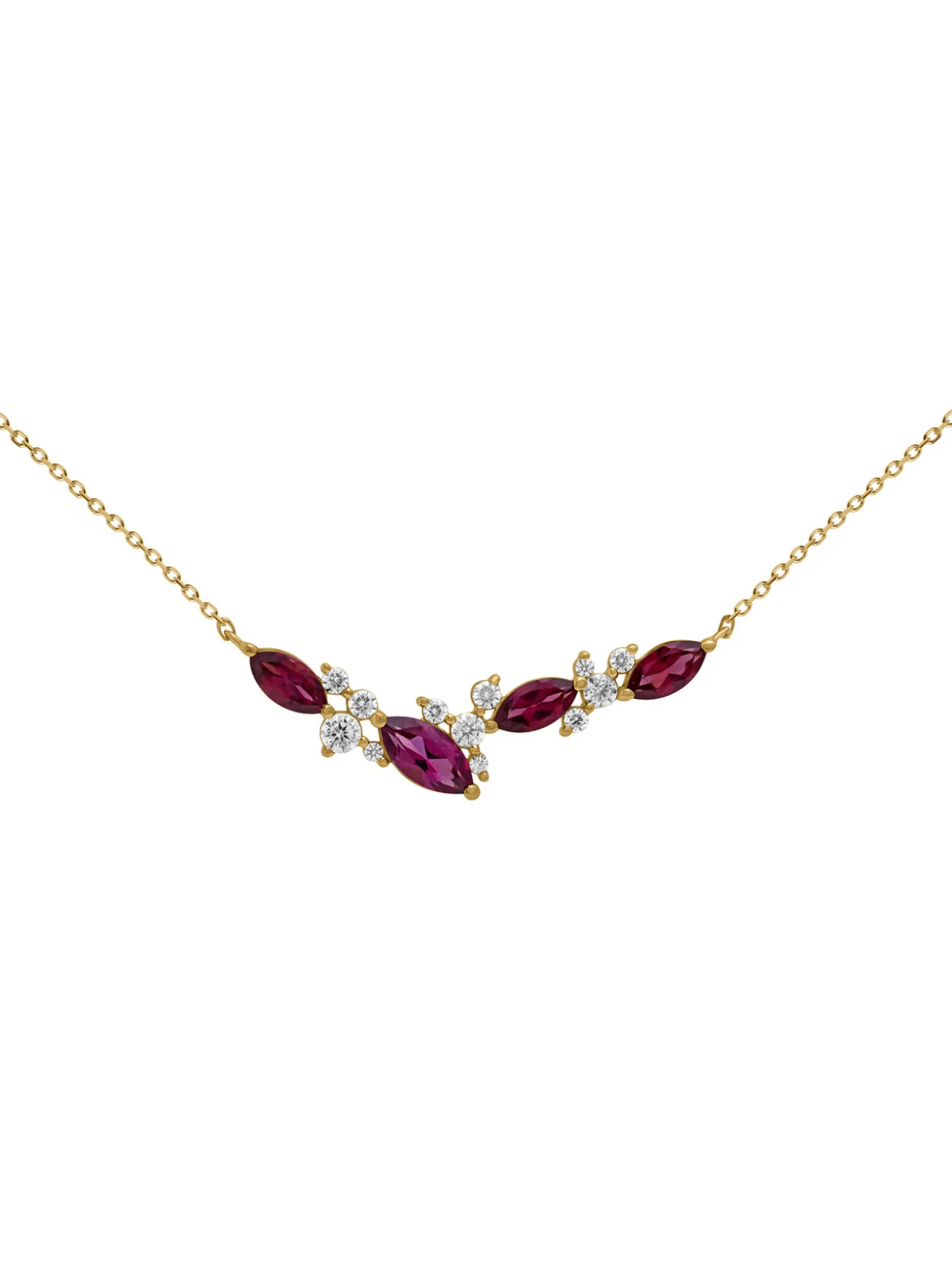 Collier Brillaxis or 18 carats rhodolite oxydes