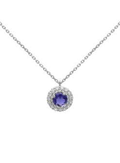 Collier Brillaxis or blanc 18 carats iolite oxydes