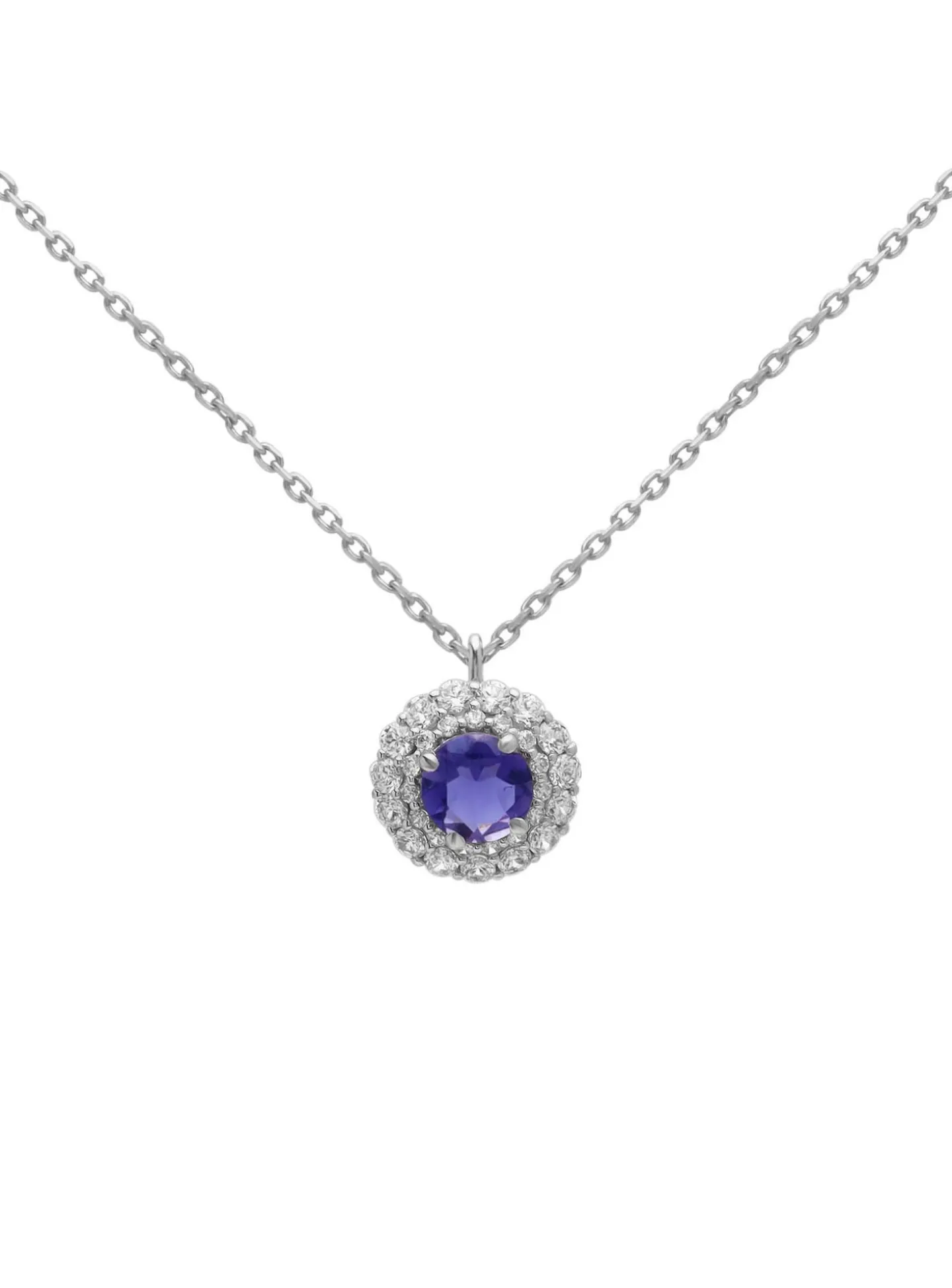 Collier Brillaxis or blanc 18 carats iolite oxydes