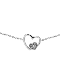 Collier Brillaxis or blanc double coeur oxydes