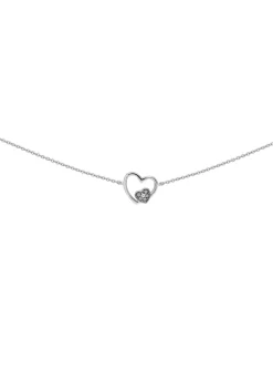Collier Brillaxis or blanc double coeur oxydes