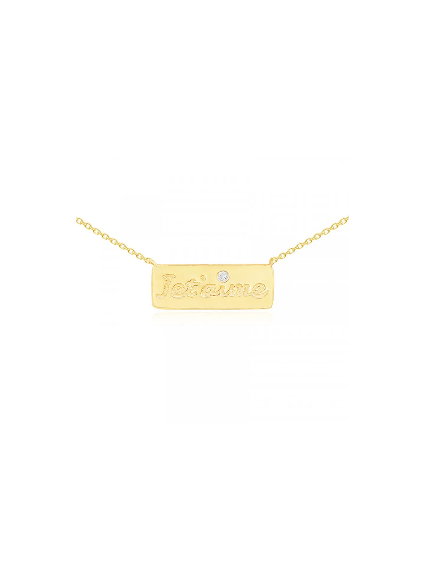 Collier Brillaxis or diamants plaque je t'aime