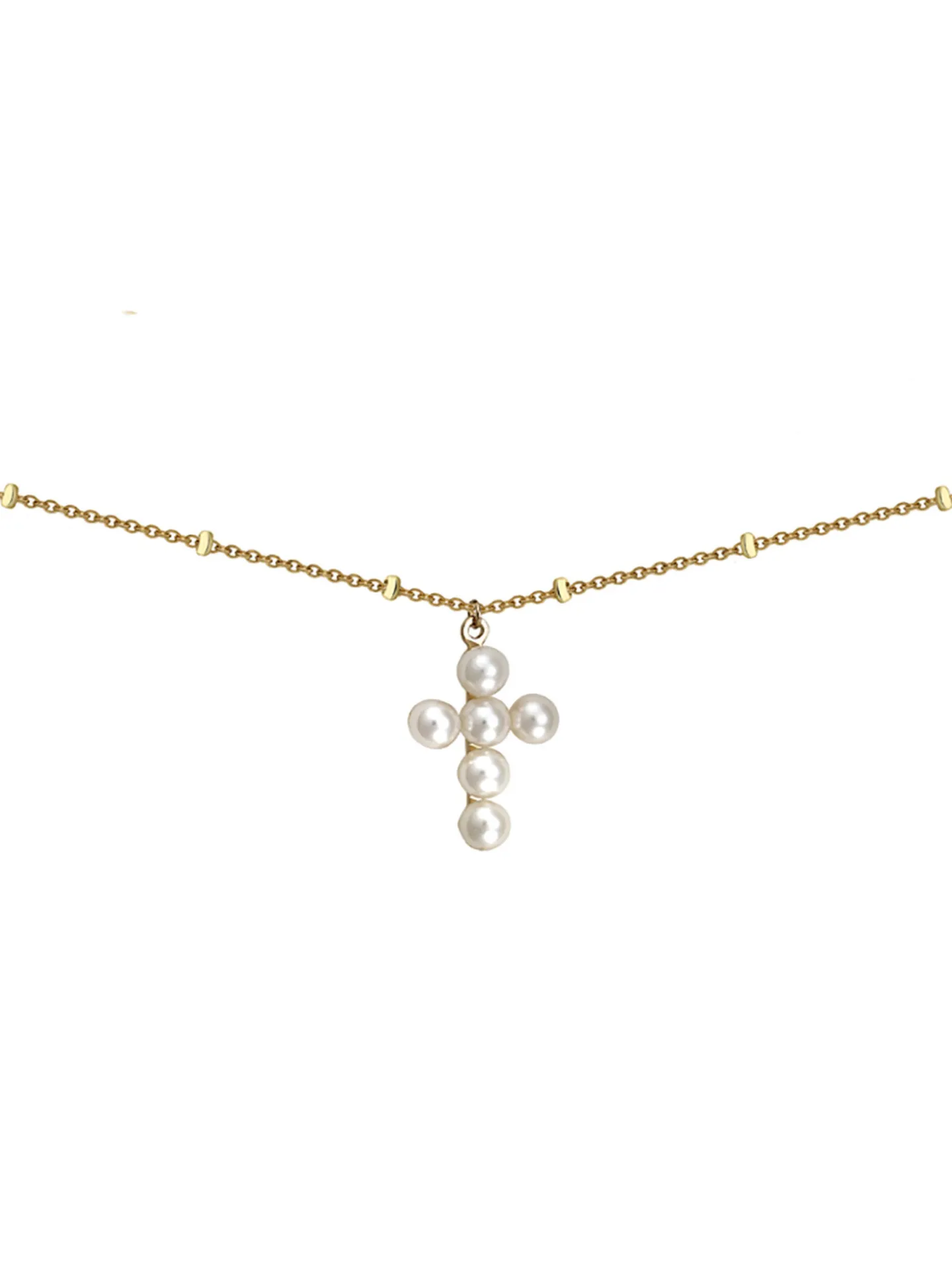 Collier Brillaxis or jaune croix perles de culture