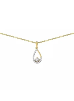 Collier Brillaxis or jaune 9 carats pendentif goutte