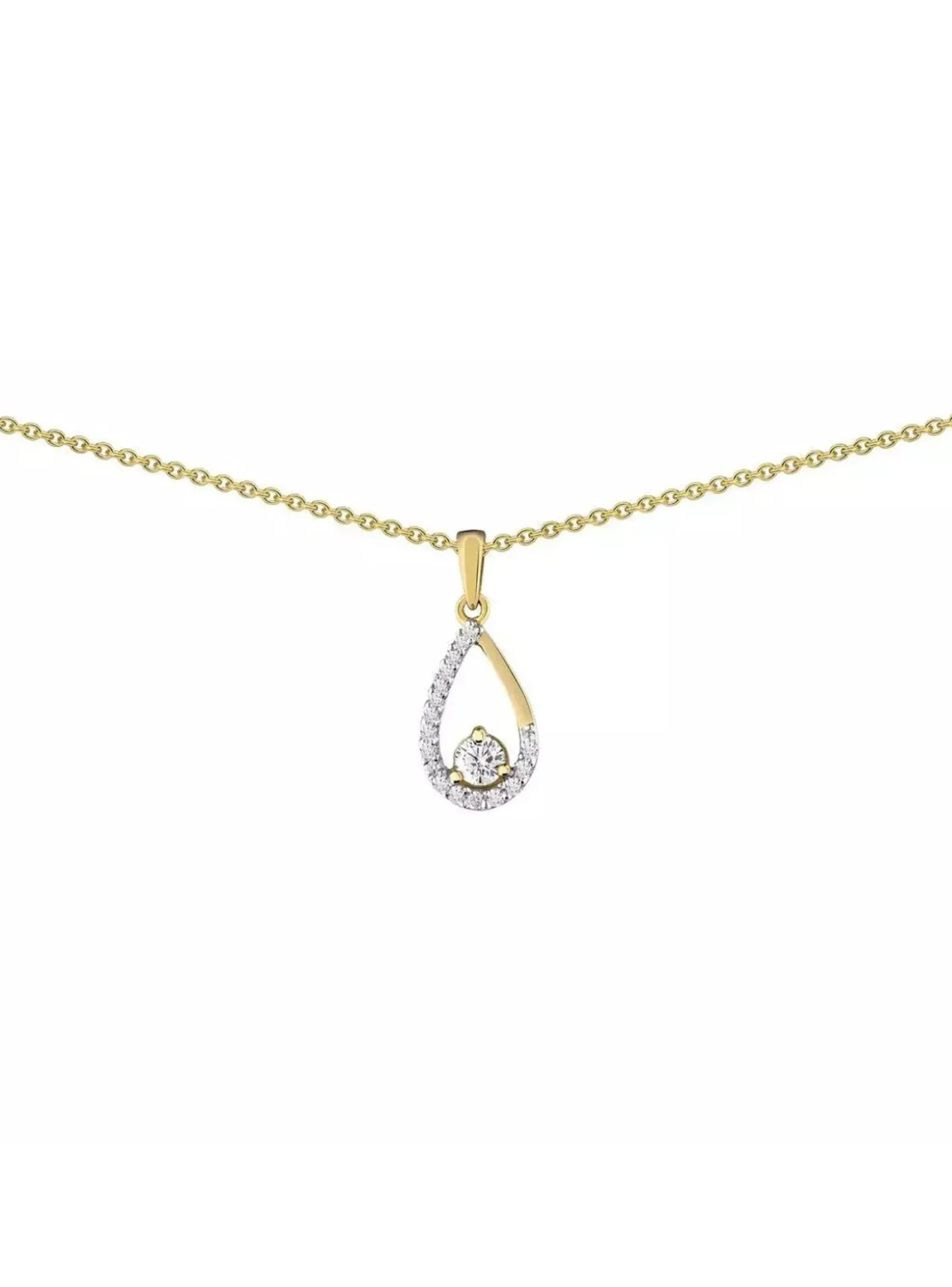 Collier Brillaxis or jaune 9 carats pendentif goutte