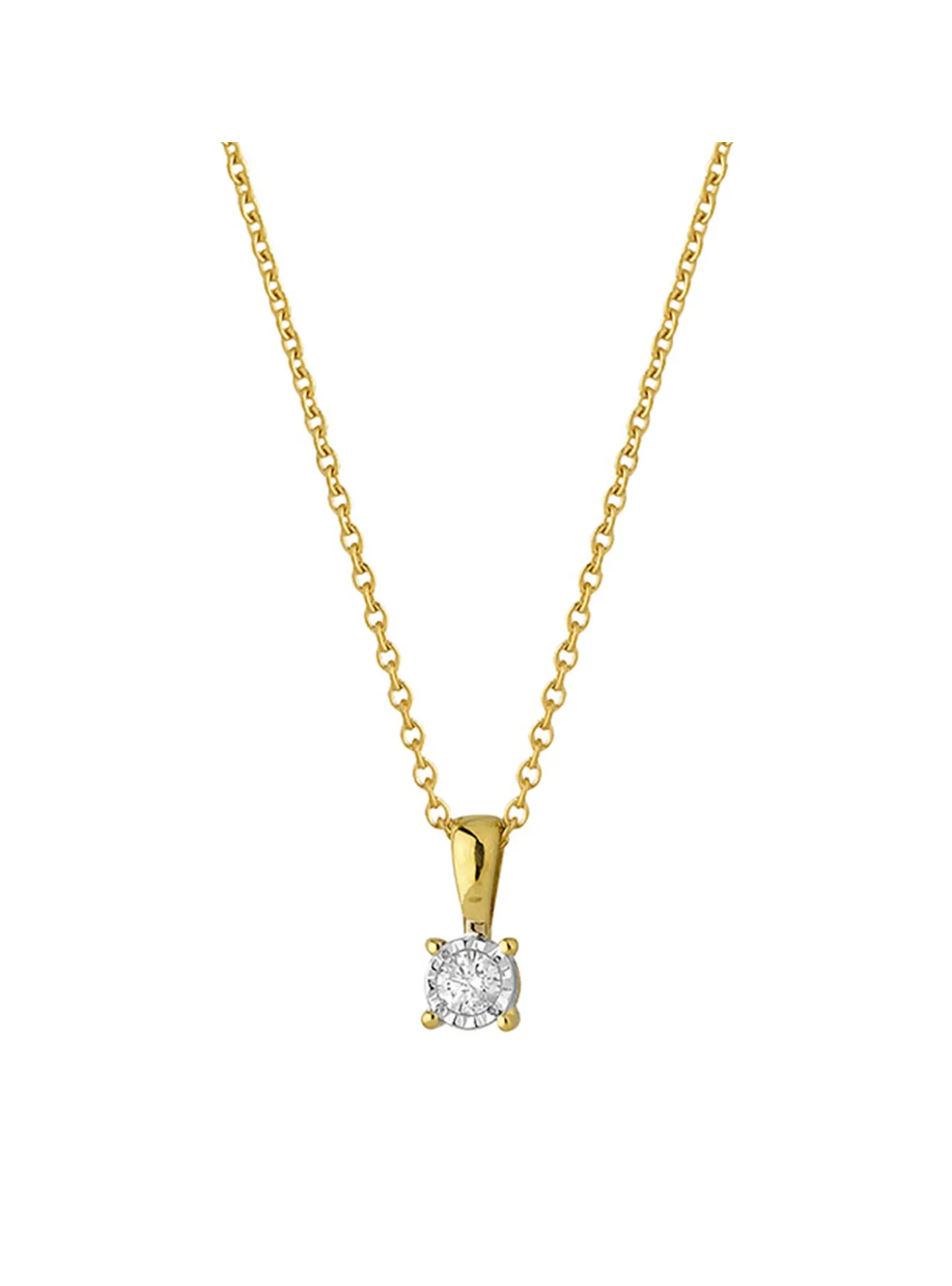 Collier Brillaxis or jaune 9 carats diamant 0.050ct