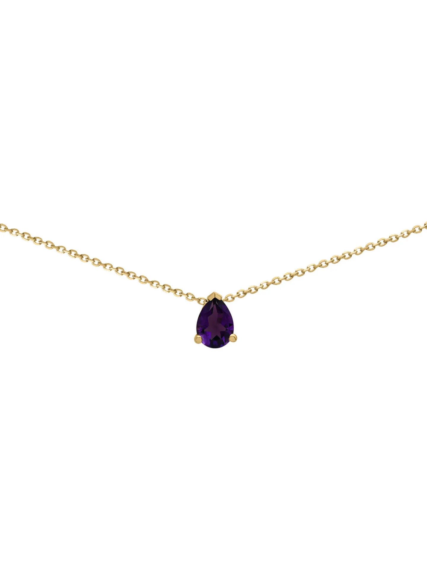 Collier Brillaxis or jaune 9 carats améthyste poire