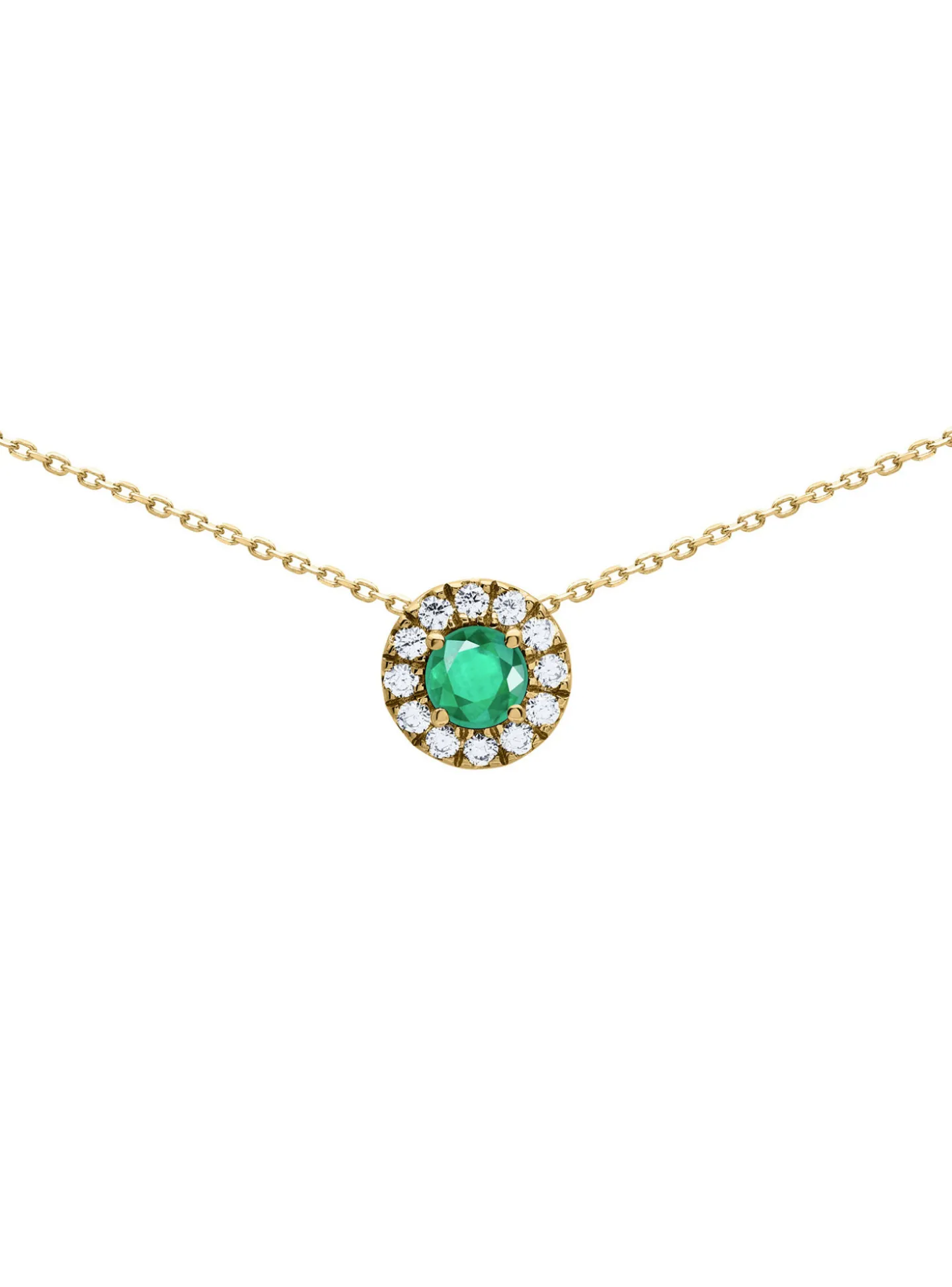 Collier Brillaxis or jaune 9 carats émeraude oxydes