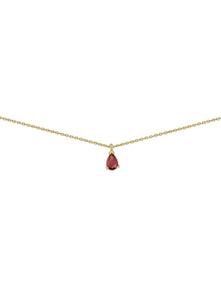 Collier Brillaxis or rubis poire 6x4mm