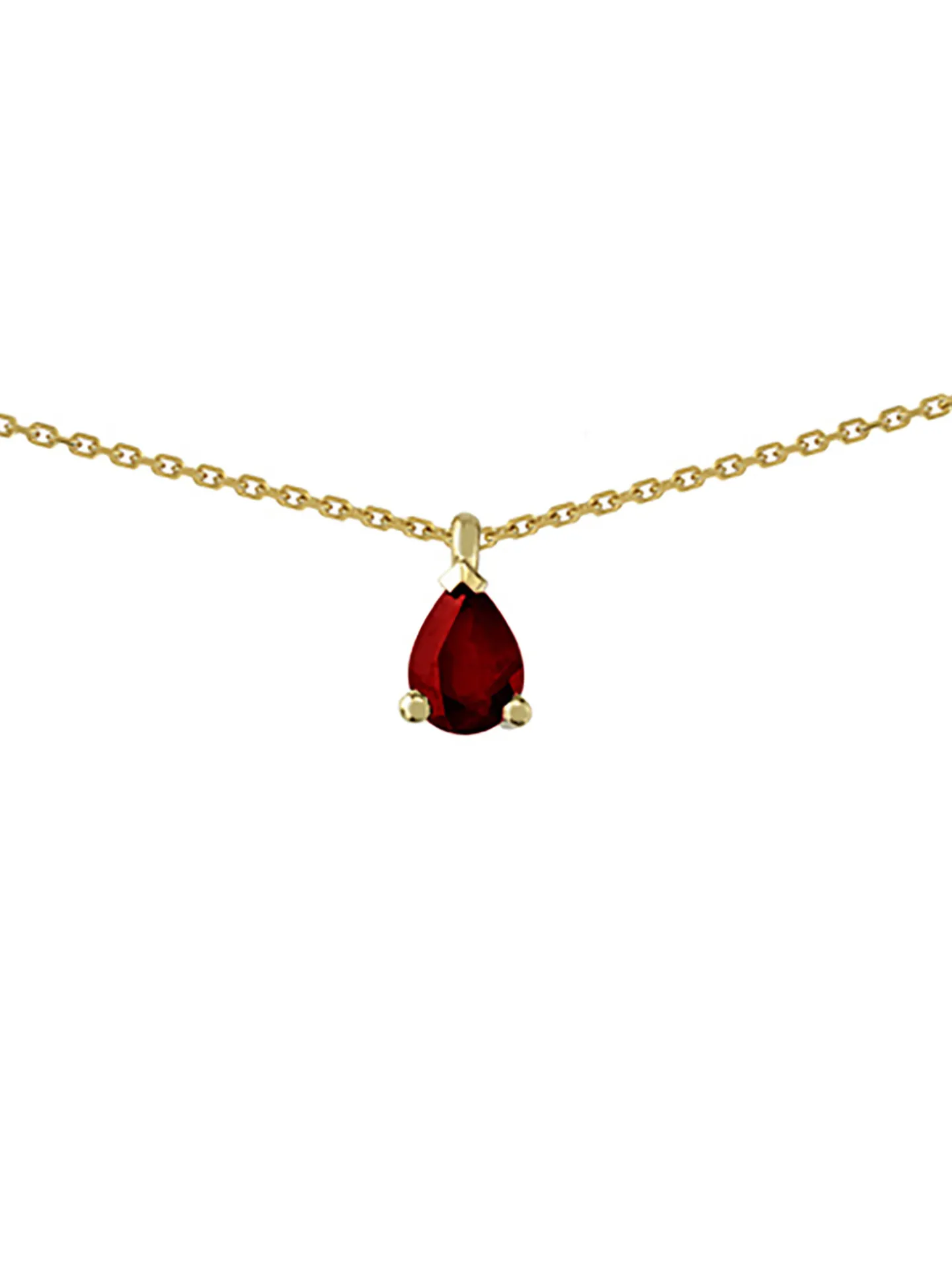 Collier Brillaxis or rubis forme poire 7x5mm