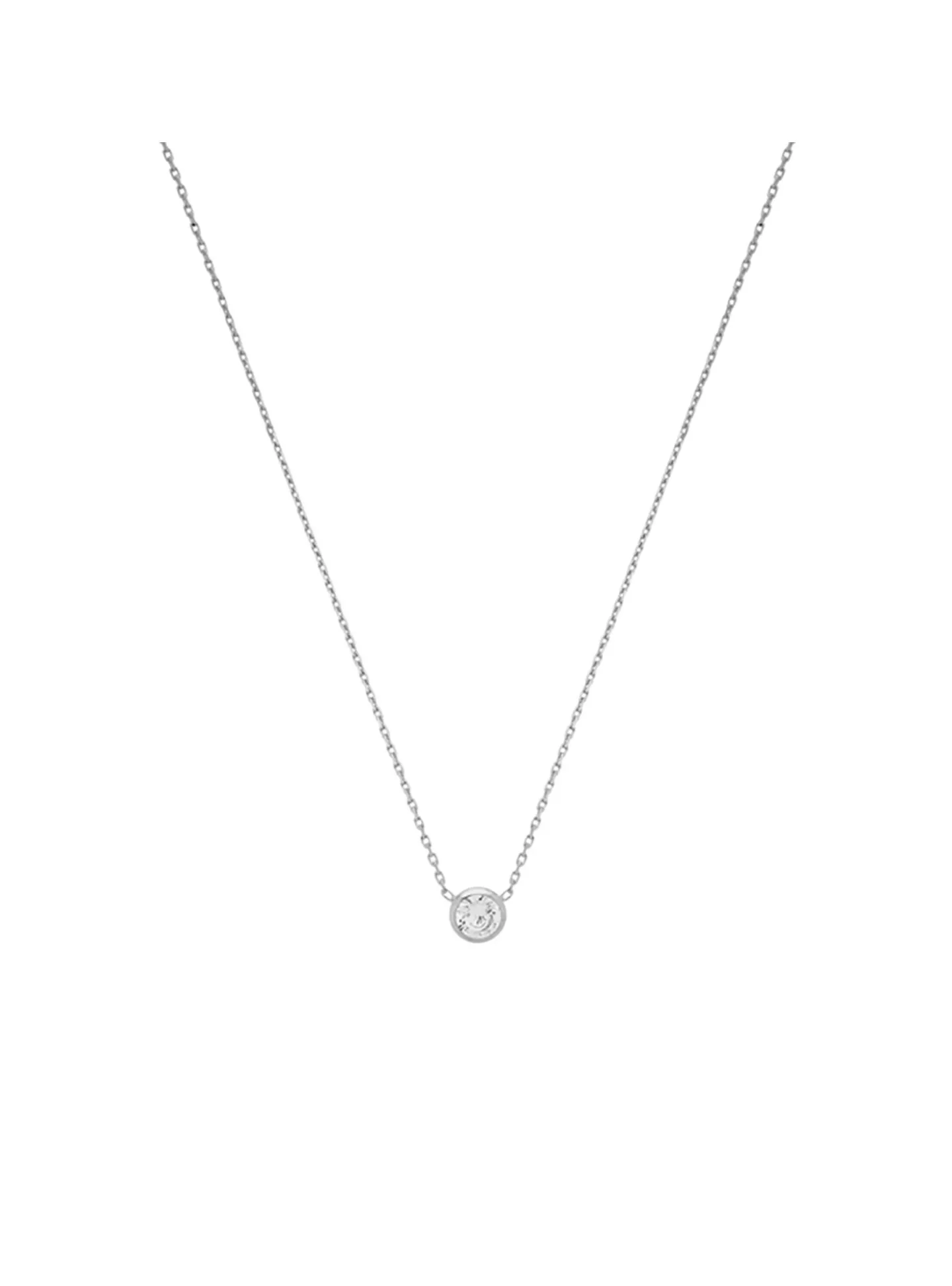 Collier Brillaxis oxyde de zirconium serti clos_x005f_x000D_or blanc 9 carats