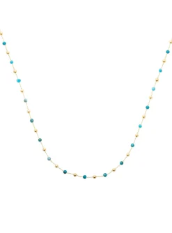 Collier Brillaxis perles fantaisis plaqué or et bleu
