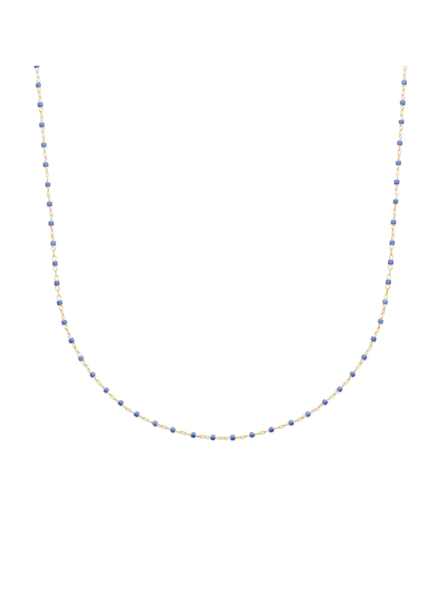 Collier Brillaxis perles de Miyuki bleu roi_x005f_x000D_plaqué or 750/1000 45 cm