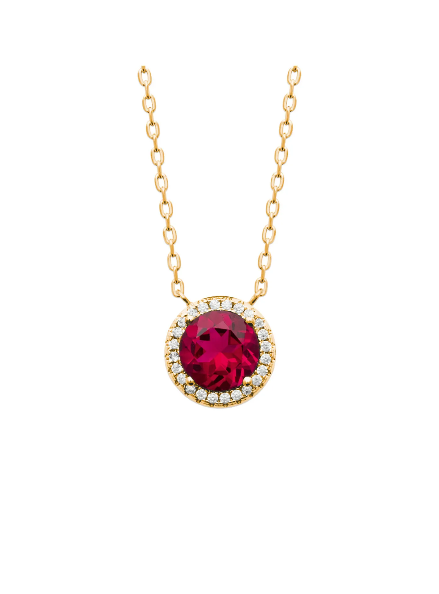 Collier Brillaxis plaqué or et pendentif rouge
