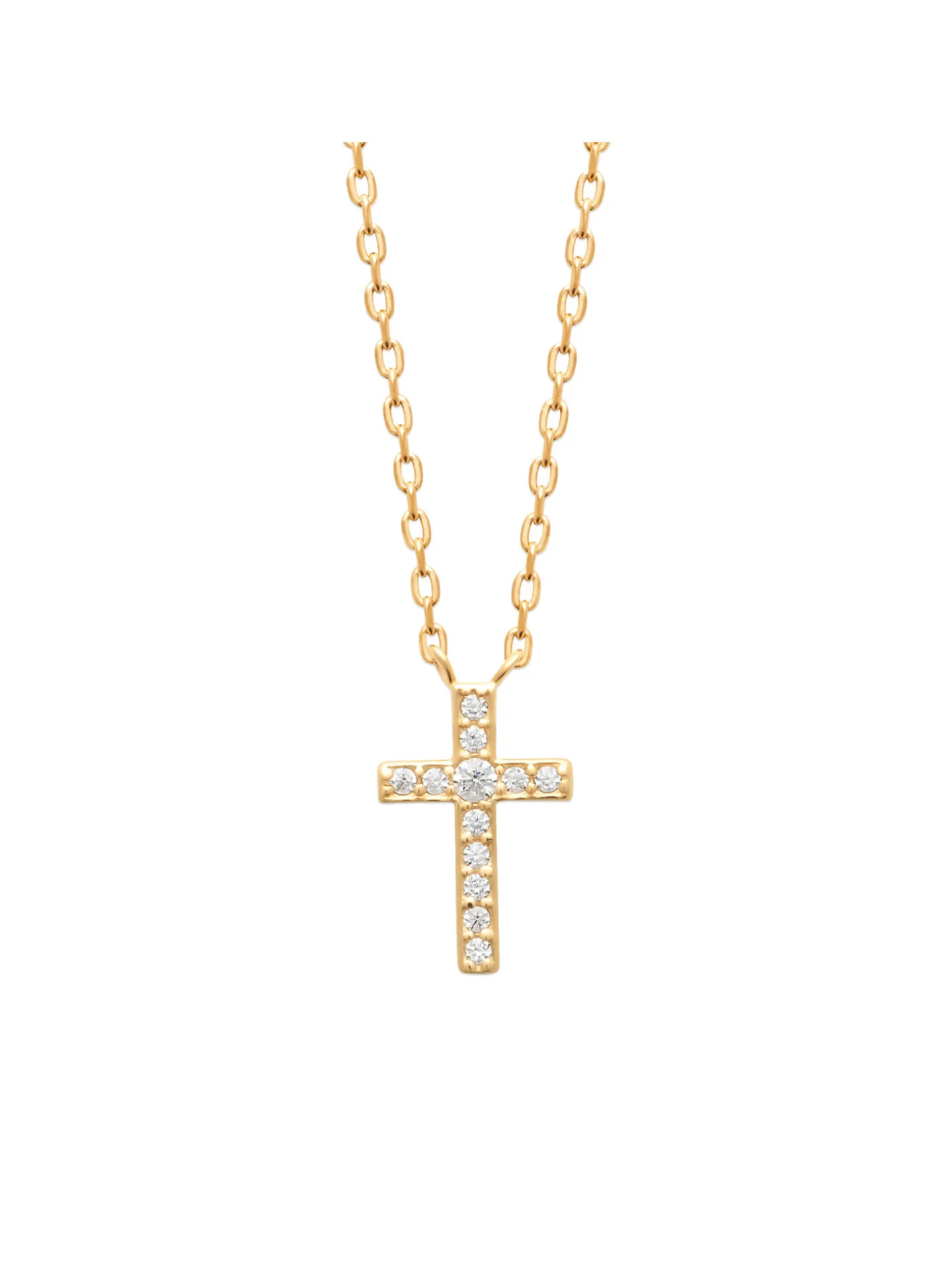 Collier Brillaxis plaqué or croix OZ 45cm