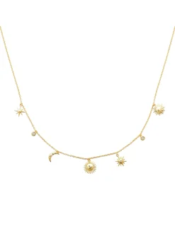 Collier Brillaxis plaqué or soleil lune OZ_x005f_x000D_45 cm