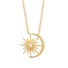 Collier Brillaxis plaqué or croissant de lune étoile_x005f_x000D_avec oxyde 45 cm