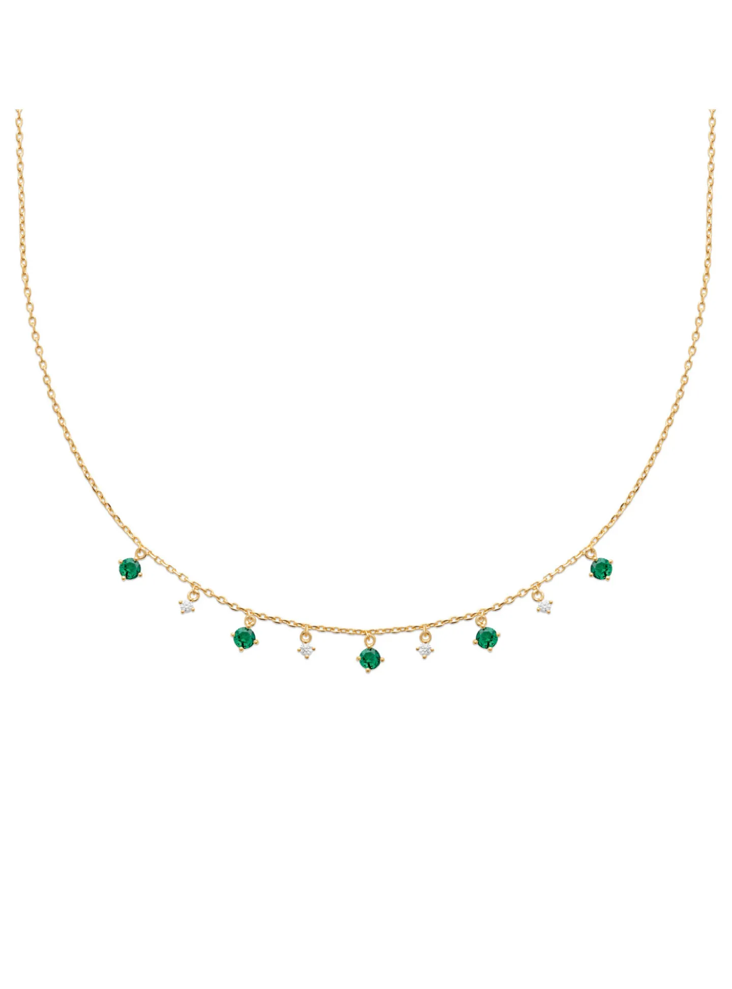 Collier Brillaxis plaqué or pampilles oxydes_x005f_x000D_verts et blancs