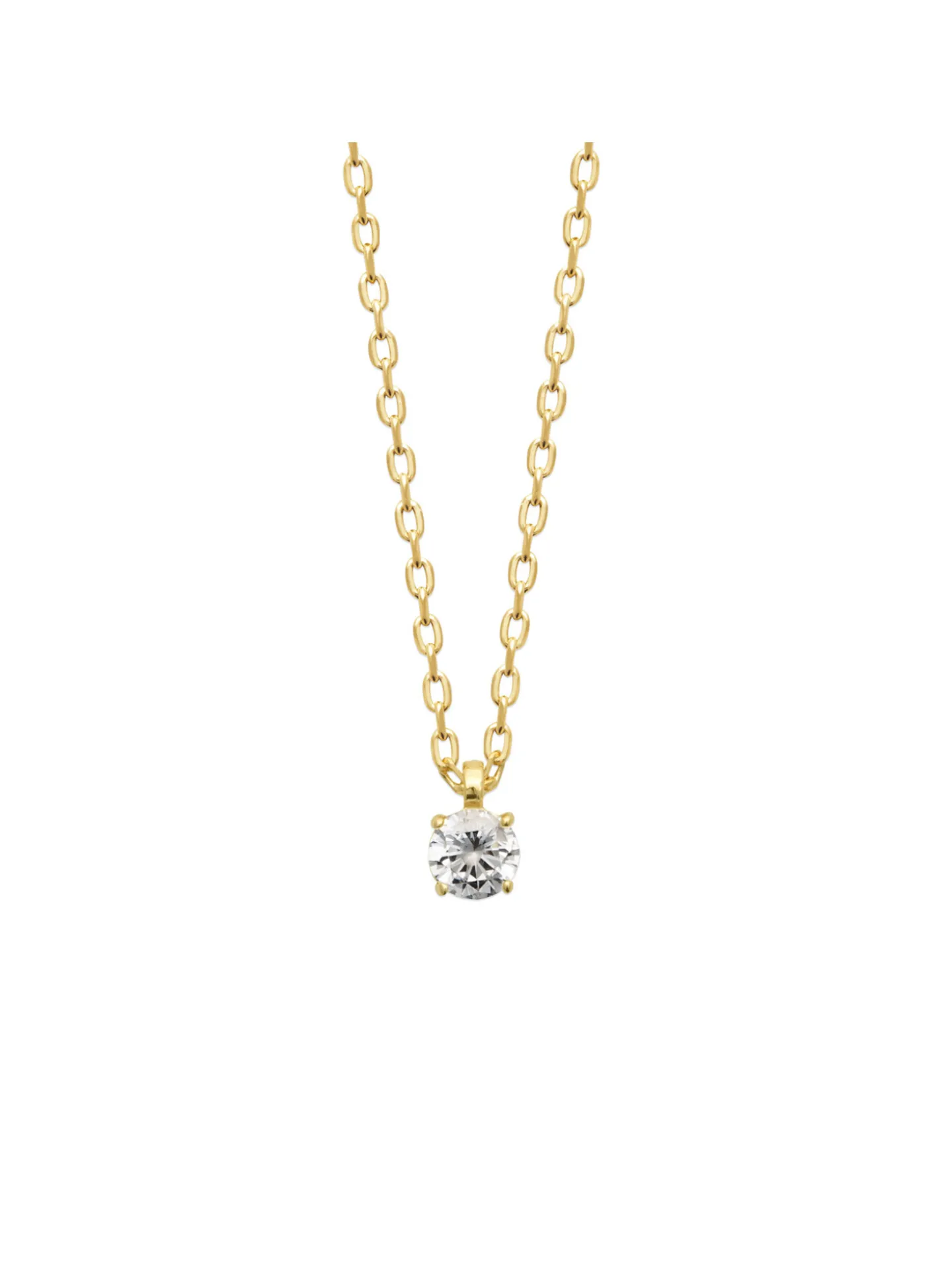 Collier Brillaxis plaqué or solitaire oxyde 4 mm