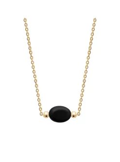 Collier Brillaxis Plaqué or et Agate Noire