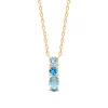 Collier Brillaxis plaqué or 3 oxydes bleus