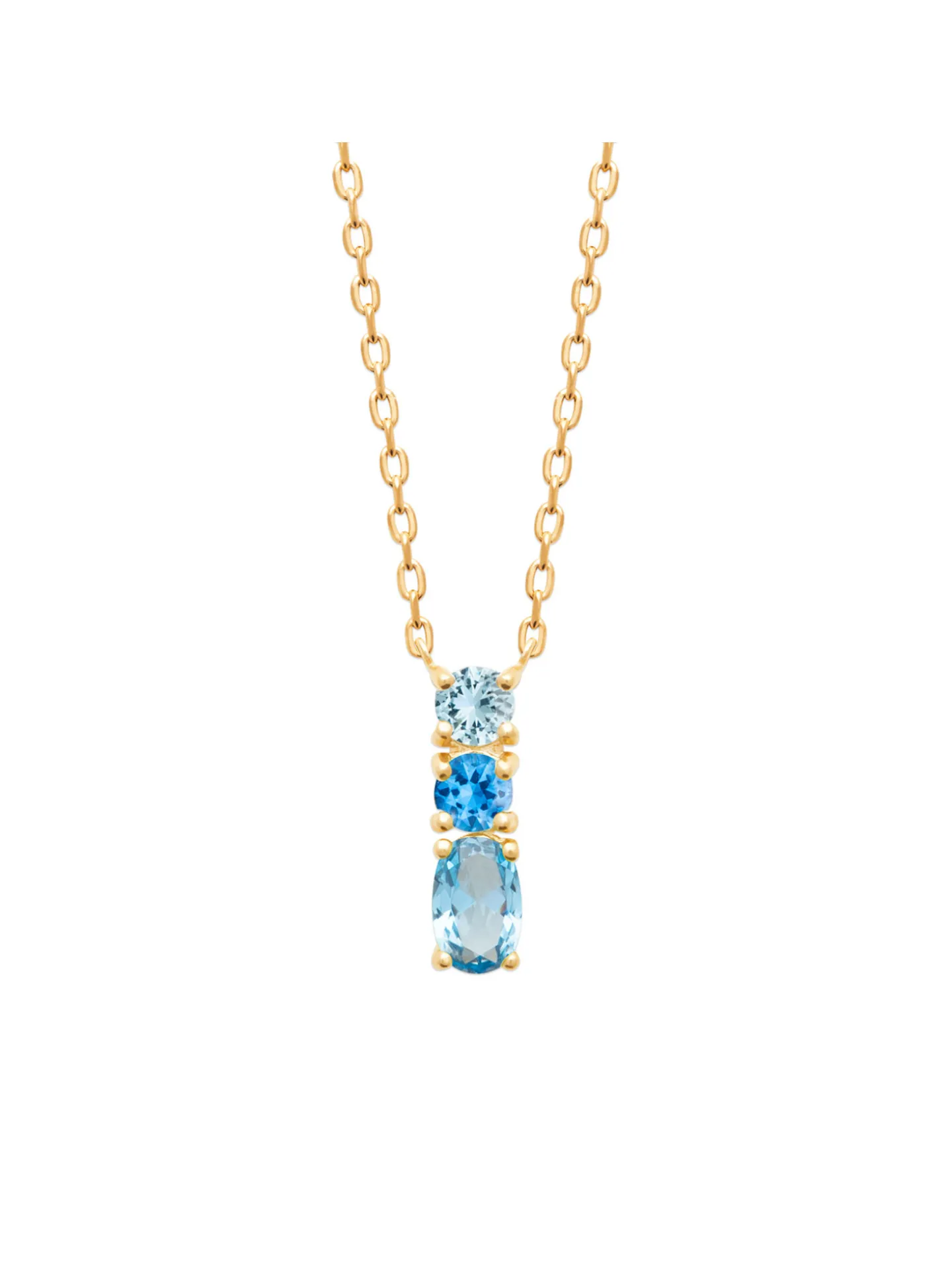 Collier Brillaxis plaqué or 3 oxydes bleus