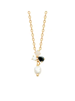 Collier Brillaxis plaqué or perle de culture oxydes