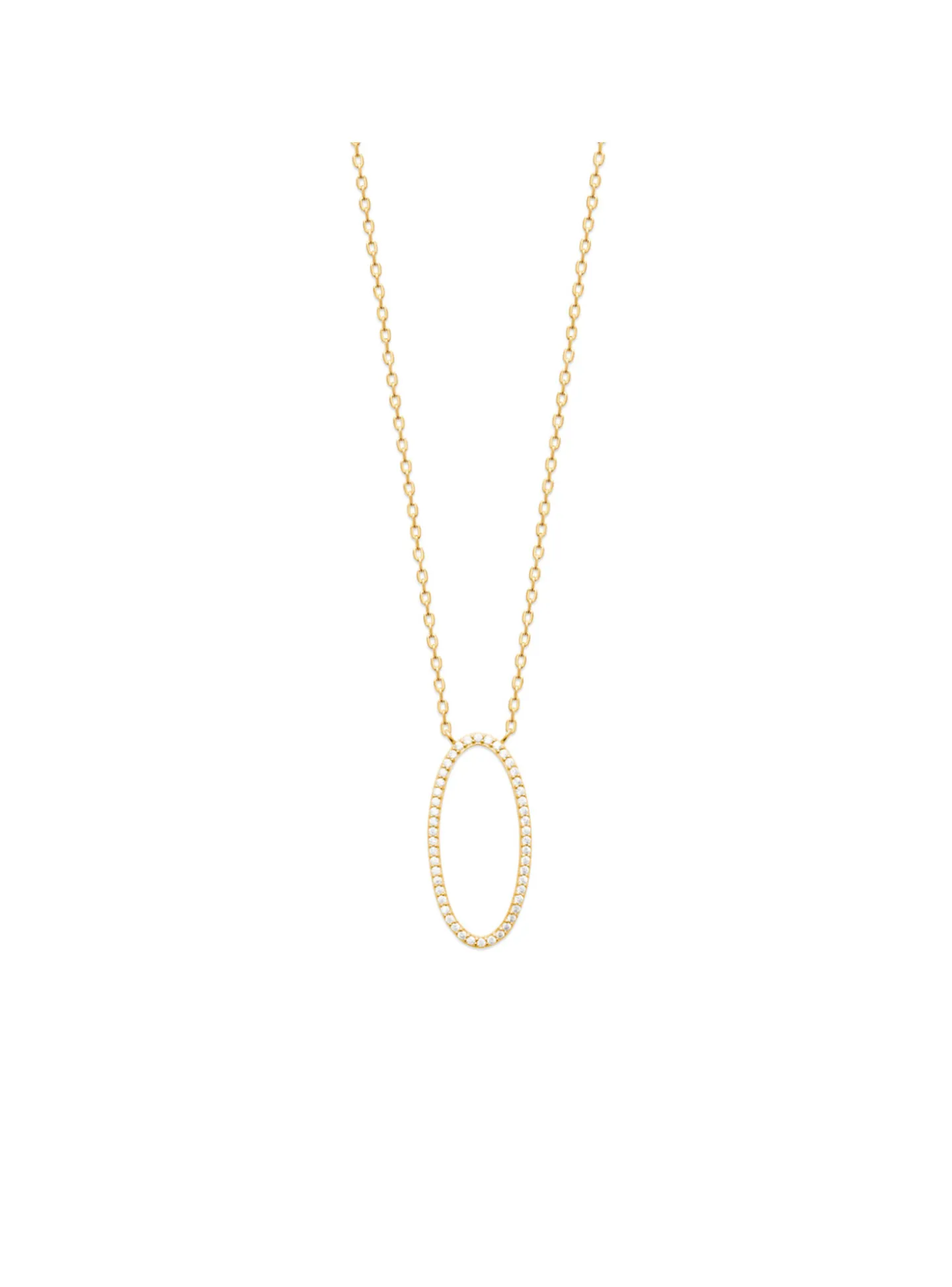 Collier Brillaxis plaqué or ovale pavé