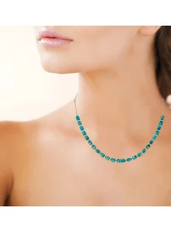 Collier Brillaxis plaqué or jaspe bleu
