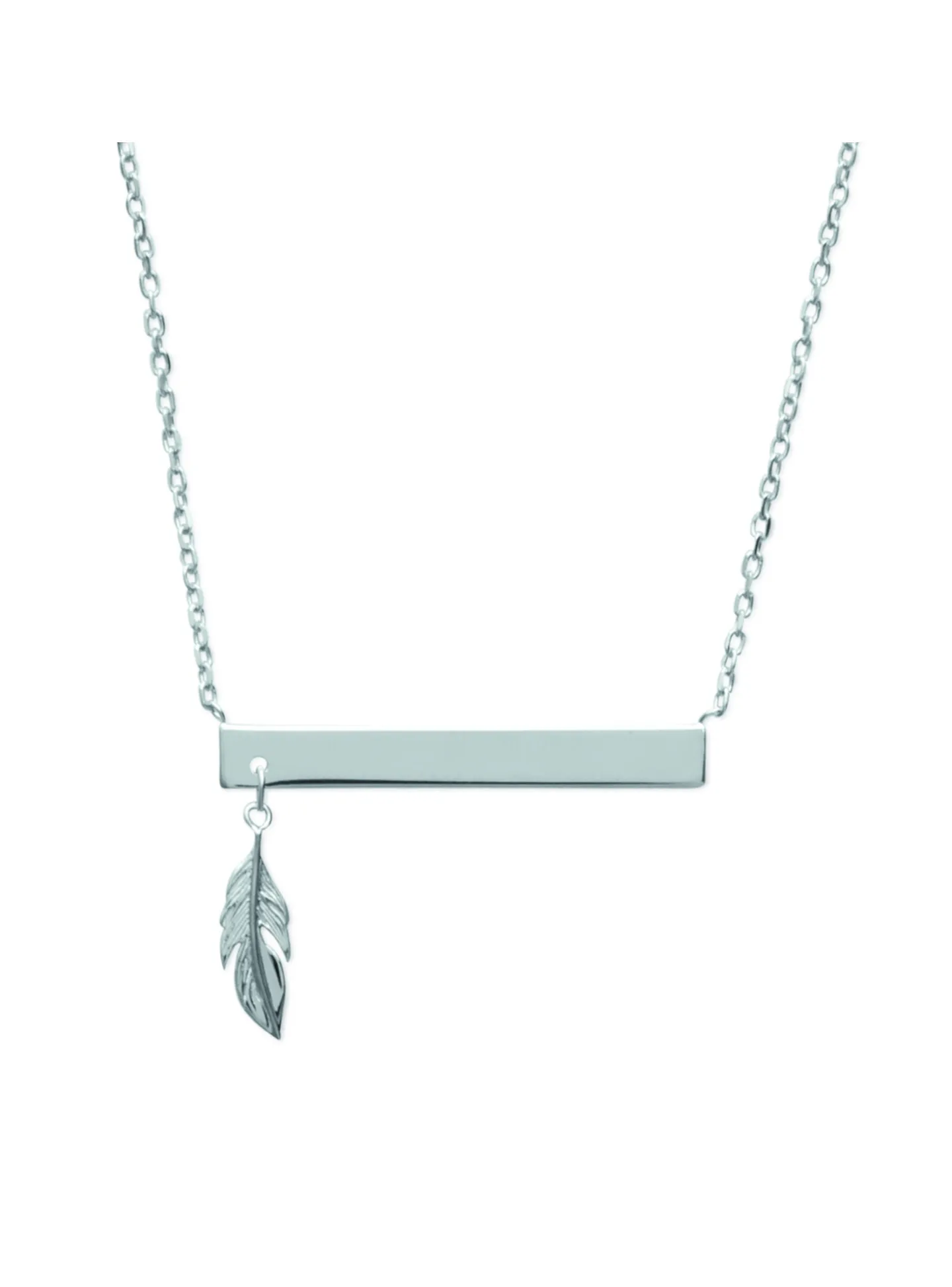 Collier Brillaxis Plaque plume argent