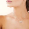 Collier Brillaxis rectangulaire argent rhodié_x005f_x000D_design floral et oxydes de zirconium