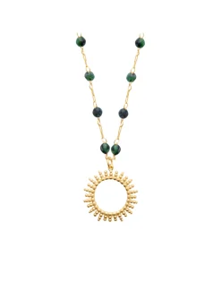 Collier Brillaxis soleil et perles rubis zoisite